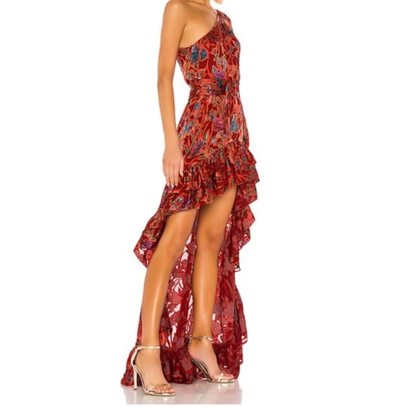 Alexis Marseille High-Low Maxi Dress in Red Floral - Picture 2 of 5